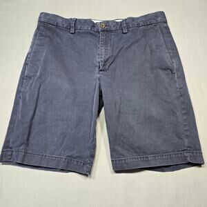 Banana Republic Aiden Blue Navy Shorts Flat Front Chino Stretch Mens Size 32 Zip